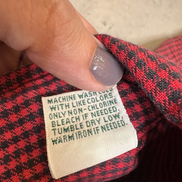 Vtg L.L. Bean Made in USA Freeport Flannel Shirt Medium Red Black Check Plaid - Picture 7 of 10